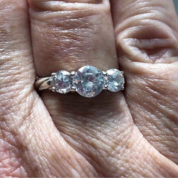 Sterling Silver Three Sparkling Stone Ring - Picture 6 of 14